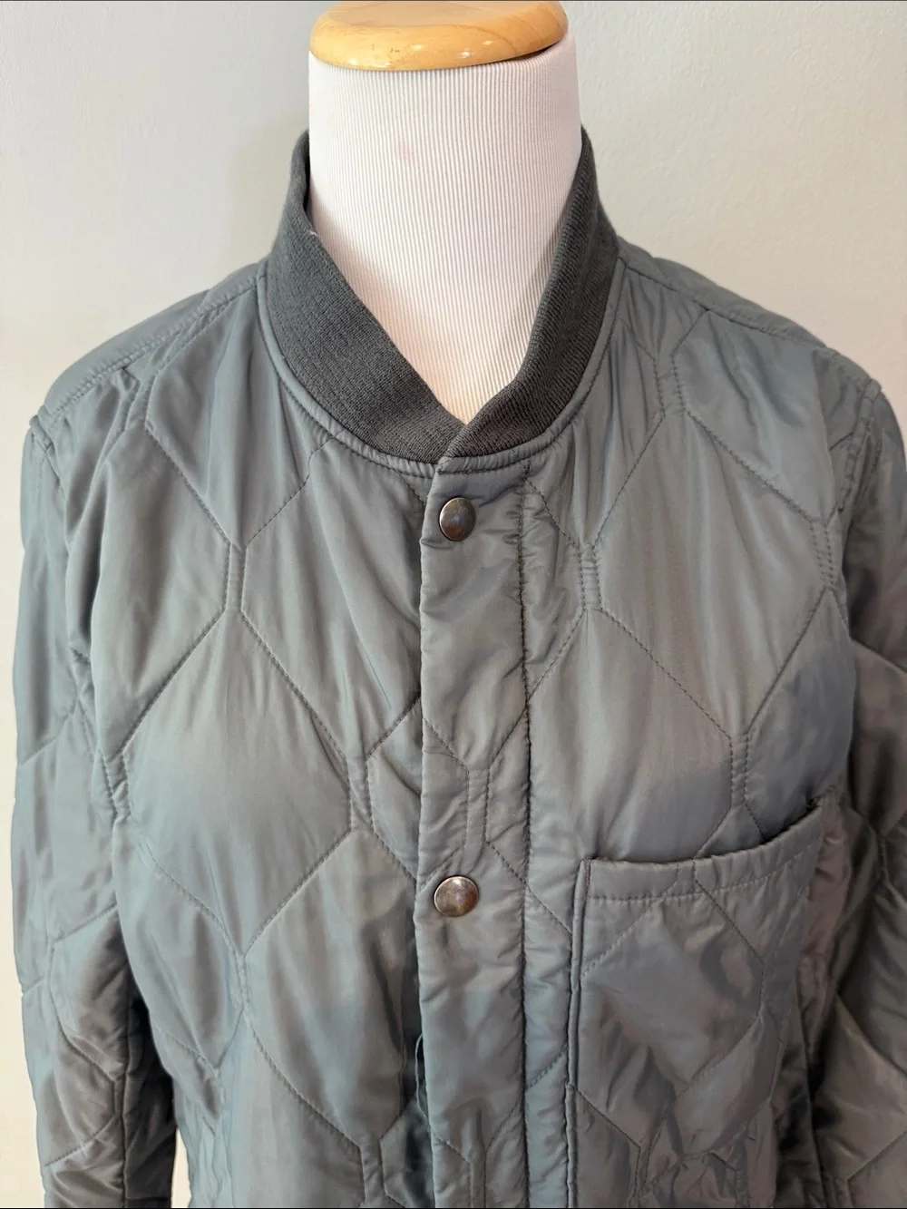 NWOT J. Crew men’s Quilted Bomber Jacket in slate blue/ grey - xs